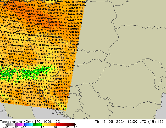 Sıcaklık Haritası (2m) ICON-D2 Per 16.05.2024 12 UTC