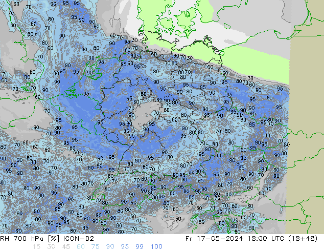 RH 700 hPa ICON-D2 ven 17.05.2024 18 UTC