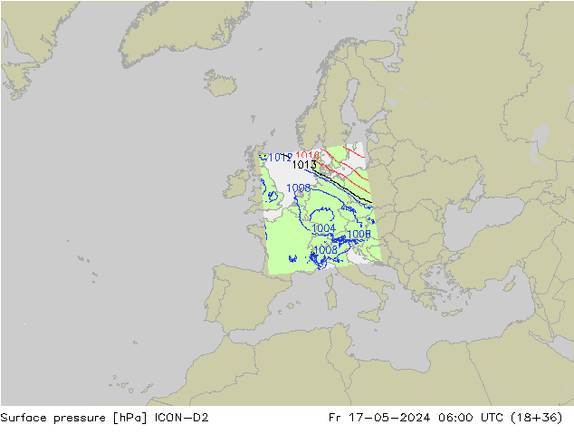 pression de l'air ICON-D2 ven 17.05.2024 06 UTC