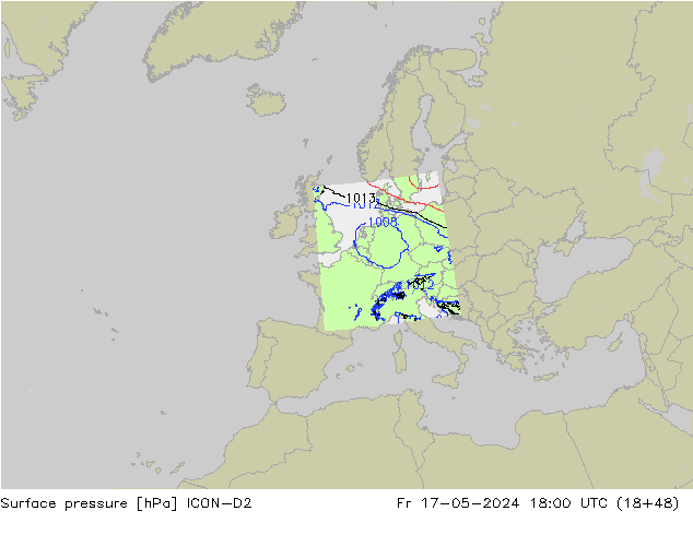 Bodendruck ICON-D2 Fr 17.05.2024 18 UTC