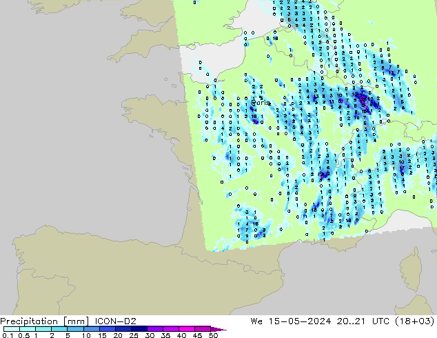 Neerslag ICON-D2 wo 15.05.2024 21 UTC