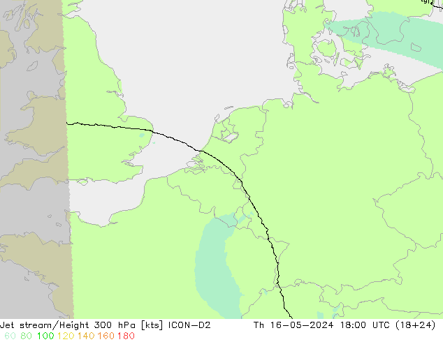 高速氣流 ICON-D2 星期四 16.05.2024 18 UTC