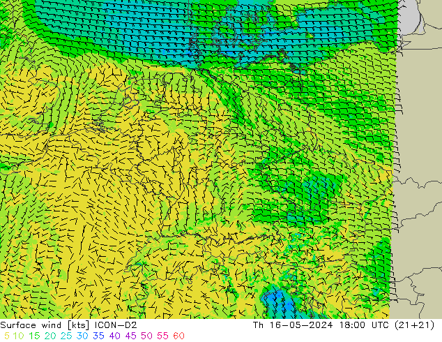  10 m ICON-D2  16.05.2024 18 UTC