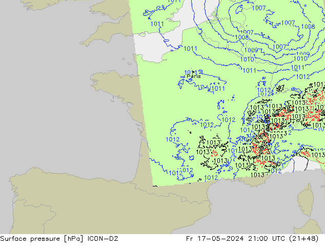 Bodendruck ICON-D2 Fr 17.05.2024 21 UTC