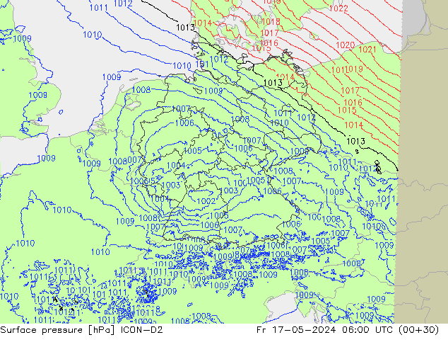 pression de l'air ICON-D2 ven 17.05.2024 06 UTC