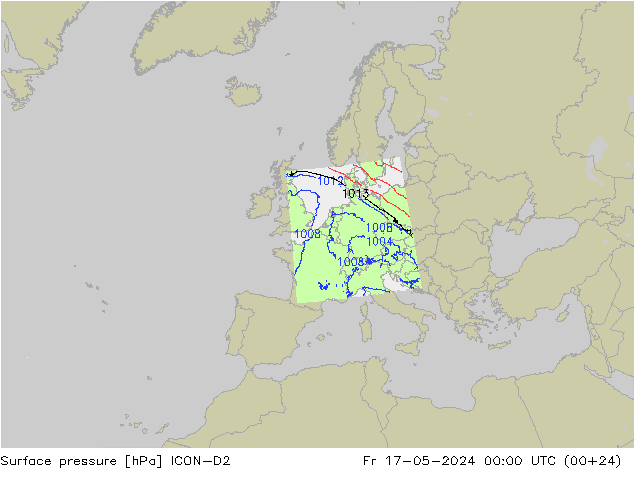 地面气压 ICON-D2 星期五 17.05.2024 00 UTC