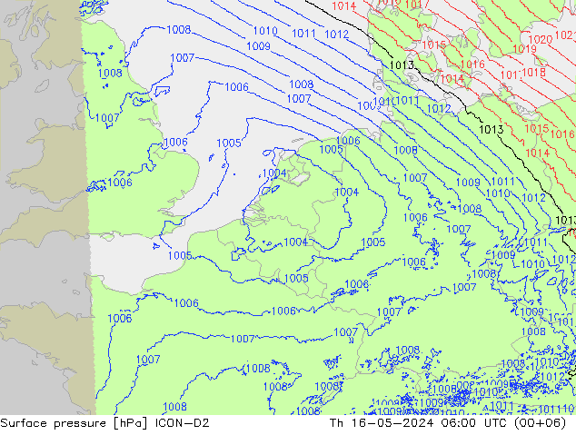 Bodendruck ICON-D2 Do 16.05.2024 06 UTC