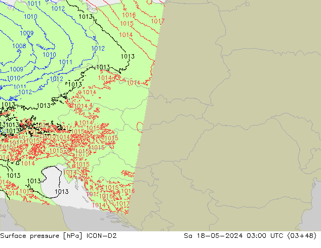 Yer basıncı ICON-D2 Cts 18.05.2024 03 UTC