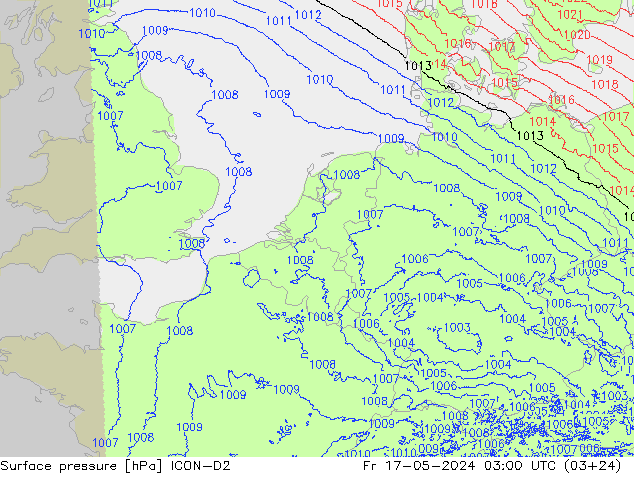 Bodendruck ICON-D2 Fr 17.05.2024 03 UTC