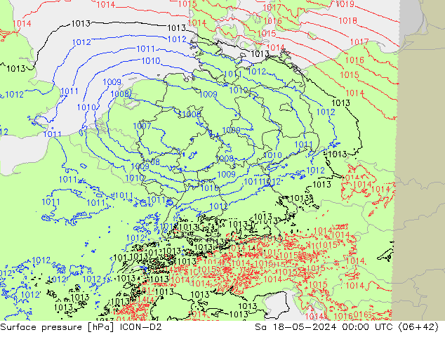 приземное давление ICON-D2 сб 18.05.2024 00 UTC