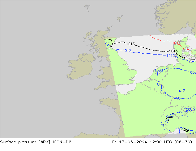 pressão do solo ICON-D2 Sex 17.05.2024 12 UTC
