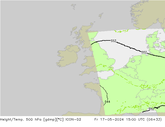 Height/Temp. 500 hPa ICON-D2 Fr 17.05.2024 15 UTC