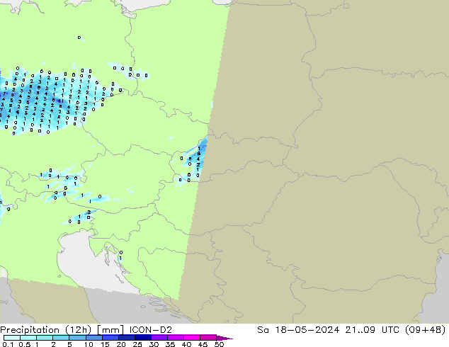 Precipitation (12h) ICON-D2 Sa 18.05.2024 09 UTC