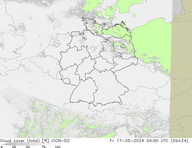 облака (сумма) ICON-D2 пт 17.05.2024 09 UTC