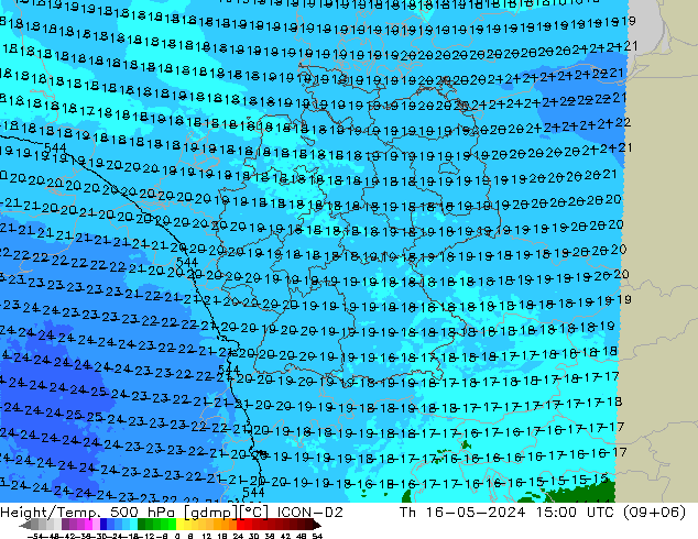 Height/Temp. 500 hPa ICON-D2  16.05.2024 15 UTC