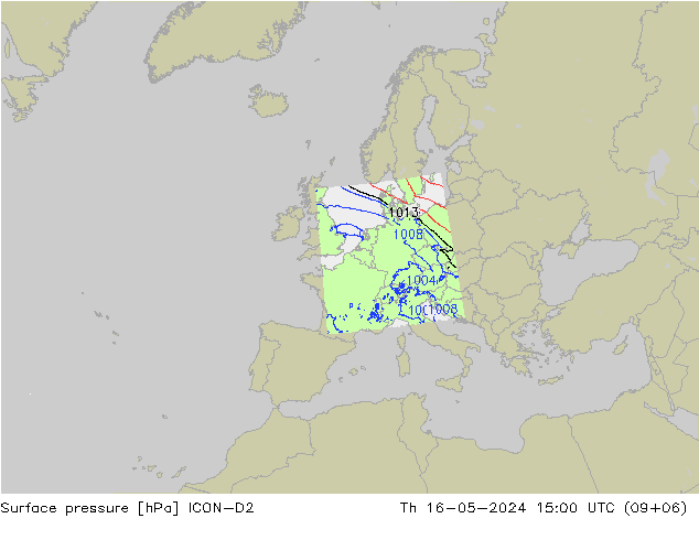 Bodendruck ICON-D2 Do 16.05.2024 15 UTC
