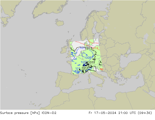 ciśnienie ICON-D2 pt. 17.05.2024 21 UTC