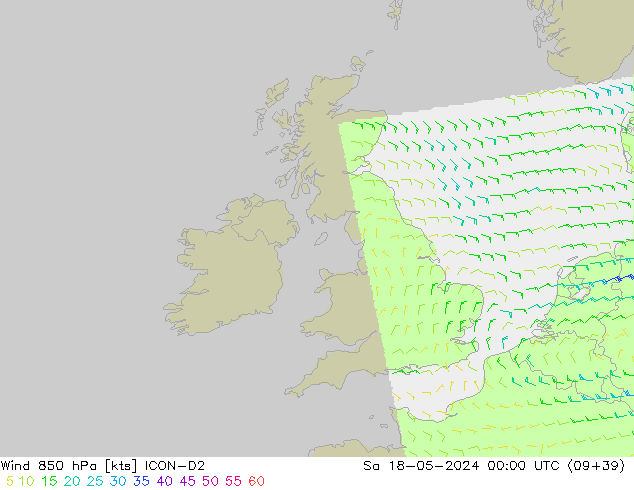Rüzgar 850 hPa ICON-D2 Cts 18.05.2024 00 UTC