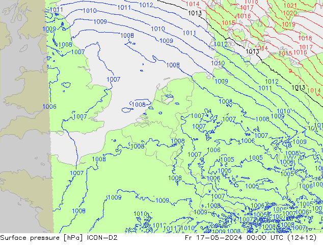 Bodendruck ICON-D2 Fr 17.05.2024 00 UTC