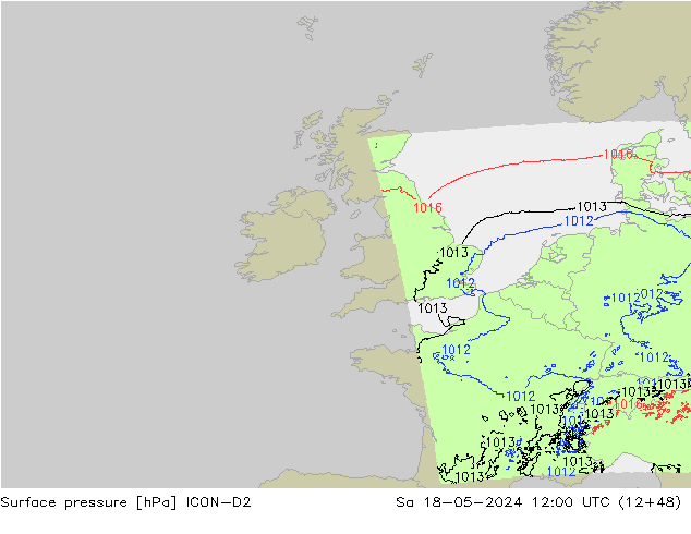 приземное давление ICON-D2 сб 18.05.2024 12 UTC