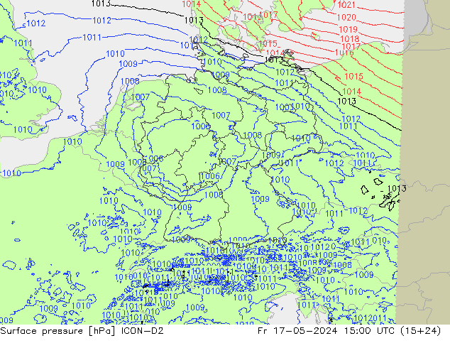 地面气压 ICON-D2 星期五 17.05.2024 15 UTC