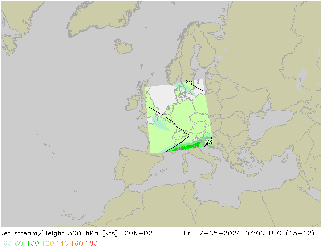 Jet Akımları ICON-D2 Cu 17.05.2024 03 UTC