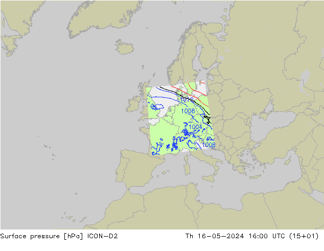 Luchtdruk (Grond) ICON-D2 do 16.05.2024 16 UTC