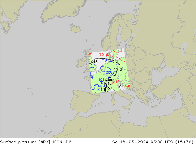 ciśnienie ICON-D2 so. 18.05.2024 03 UTC