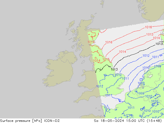 ciśnienie ICON-D2 so. 18.05.2024 15 UTC