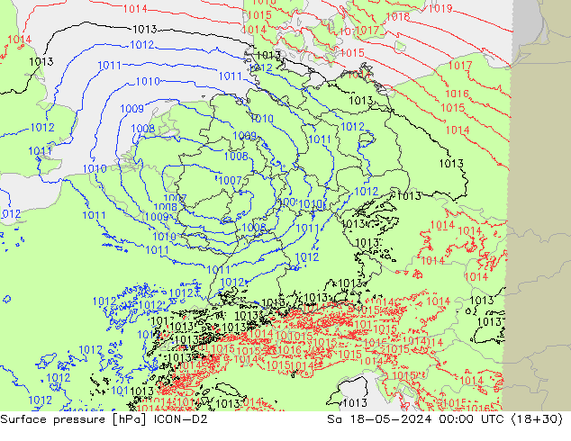 ciśnienie ICON-D2 so. 18.05.2024 00 UTC