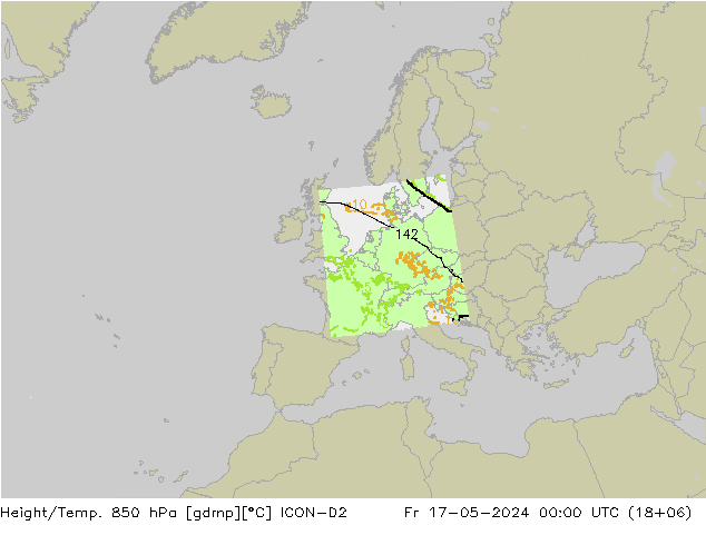 Height/Temp. 850 hPa ICON-D2 Pá 17.05.2024 00 UTC