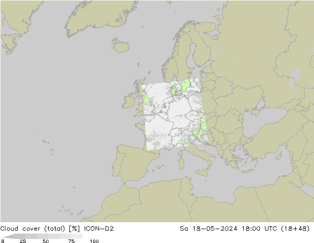 Wolken (gesamt) ICON-D2 Sa 18.05.2024 18 UTC