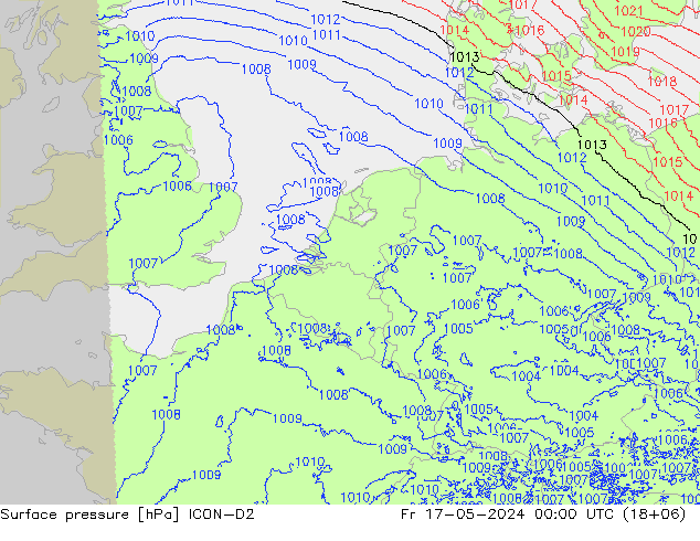 地面气压 ICON-D2 星期五 17.05.2024 00 UTC