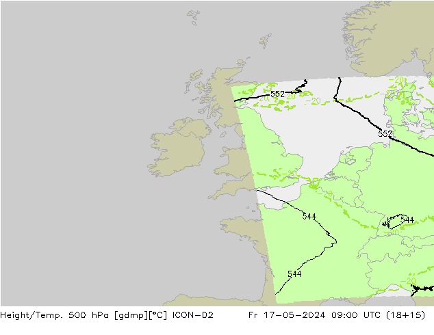 Yükseklik/Sıc. 500 hPa ICON-D2 Cu 17.05.2024 09 UTC