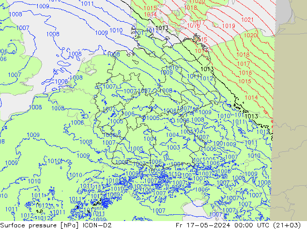 Surface pressure ICON-D2 Fr 17.05.2024 00 UTC