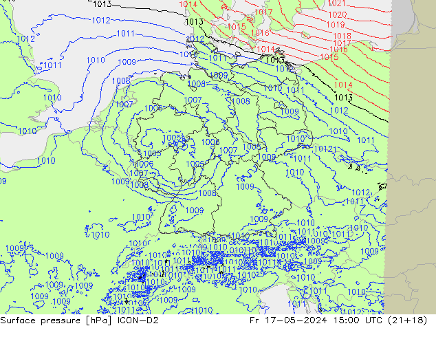 pression de l'air ICON-D2 ven 17.05.2024 15 UTC