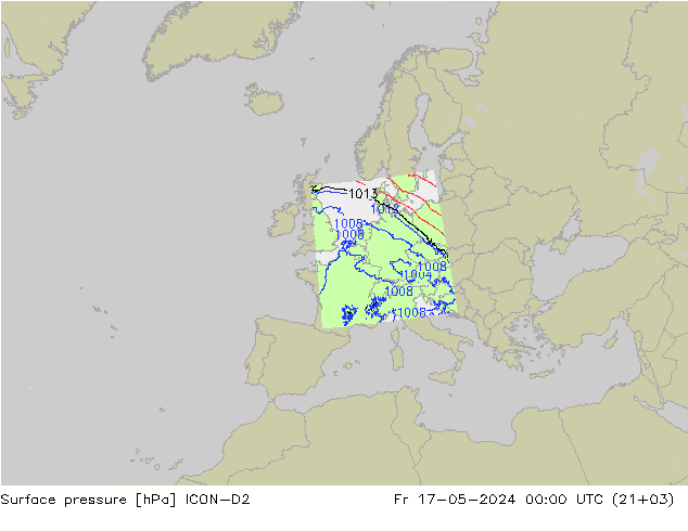 Luchtdruk (Grond) ICON-D2 vr 17.05.2024 00 UTC