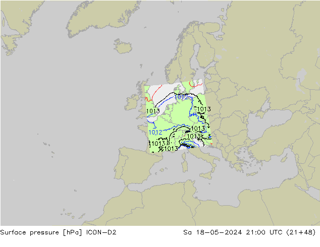 Bodendruck ICON-D2 Sa 18.05.2024 21 UTC