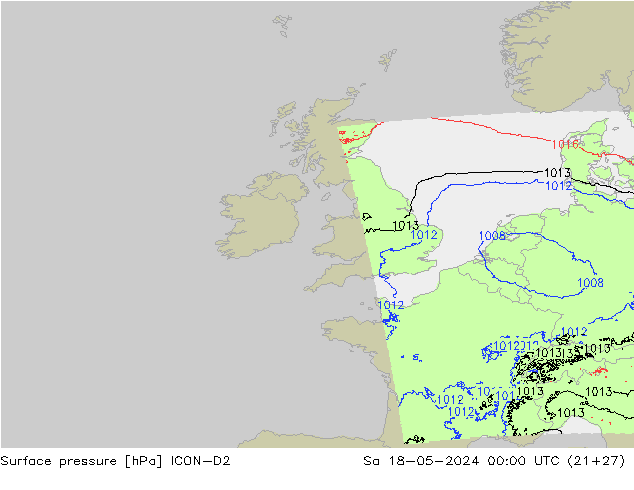 pression de l'air ICON-D2 sam 18.05.2024 00 UTC