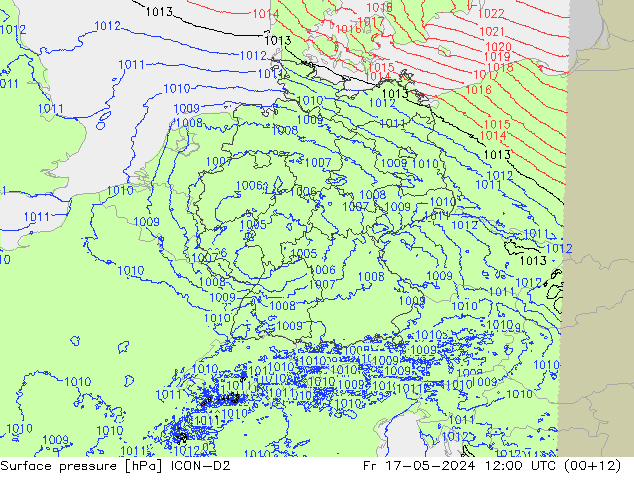 Bodendruck ICON-D2 Fr 17.05.2024 12 UTC