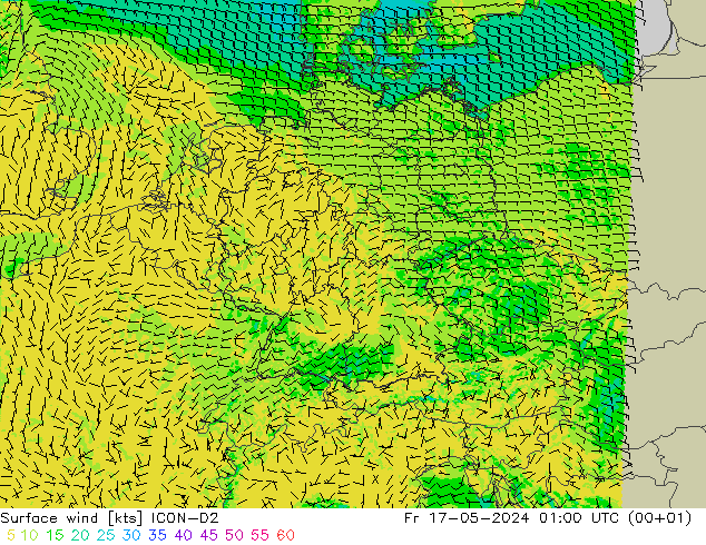 风 10 米 ICON-D2 星期五 17.05.2024 01 UTC