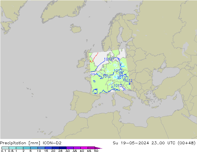 Precipitation ICON-D2 Su 19.05.2024 00 UTC