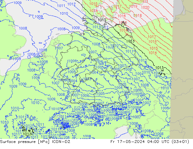 地面气压 ICON-D2 星期五 17.05.2024 04 UTC