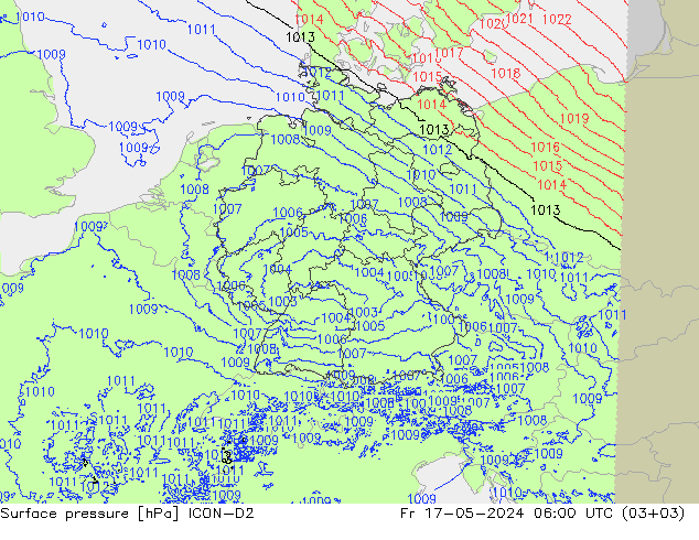 地面气压 ICON-D2 星期五 17.05.2024 06 UTC