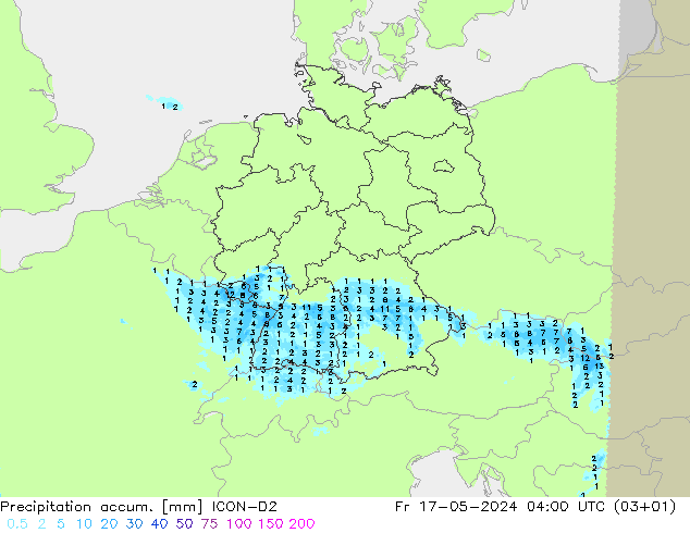 Precipitation accum. ICON-D2 Sex 17.05.2024 04 UTC