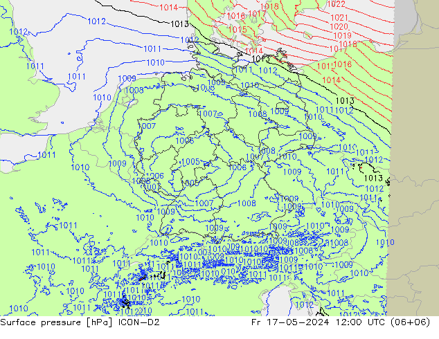 地面气压 ICON-D2 星期五 17.05.2024 12 UTC