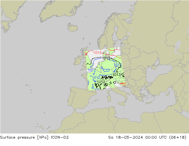 приземное давление ICON-D2 сб 18.05.2024 00 UTC