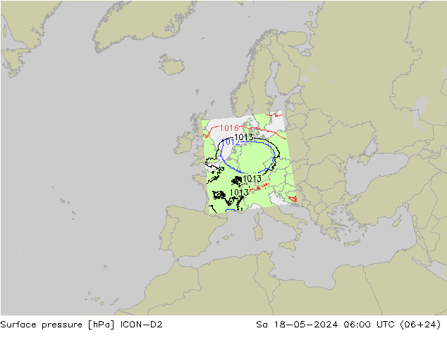 Bodendruck ICON-D2 Sa 18.05.2024 06 UTC