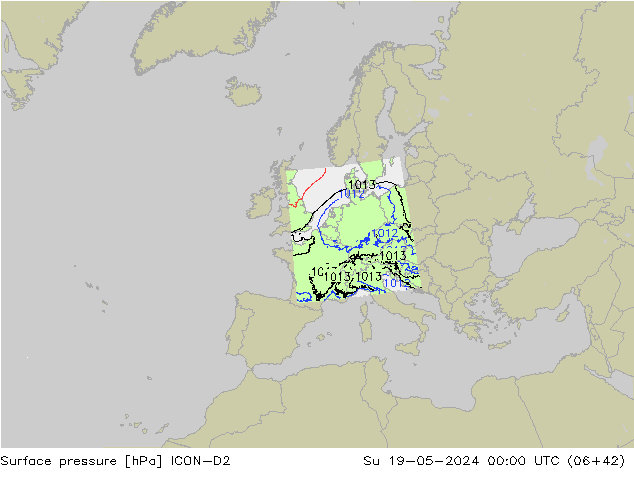 Bodendruck ICON-D2 So 19.05.2024 00 UTC