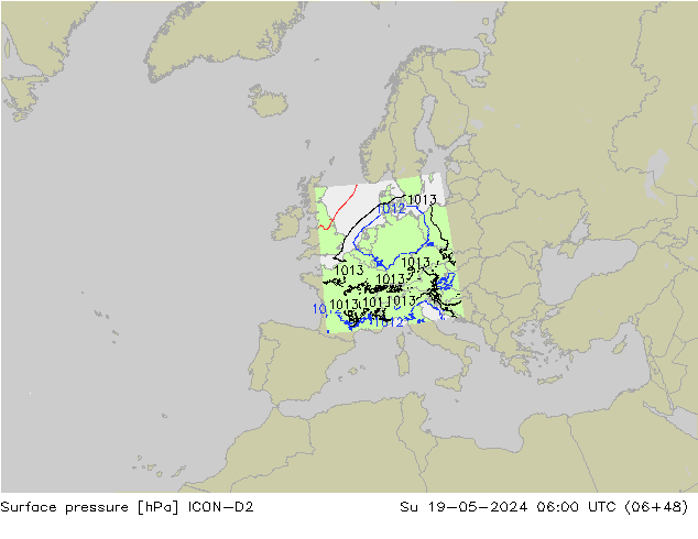 приземное давление ICON-D2 Вс 19.05.2024 06 UTC